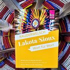 Text: "KAUDERWELSCH Lakota/Sioux Wort für Wort" und „Dieser Mann ist der Häuptling“. Buch auf Perlenmuster mit Federn.