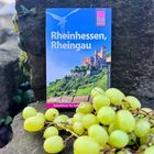 "Rheinhessen, Rheingau" Reisebroschüre mit Burgenbild auf grünem Hintergrund und helle Weintrauben im Vordergrund.