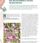 "Hol dir gefährdete Arten in den Garten" und Text beschreibt die Bedeutung heimischer Pflanzen für Ökosysteme. Links Grafik von Schmetterlingen.