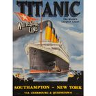 "TITANIC", "White Star Line", "The World's Largest Liner", "SOUTHAMPTON ~ NEW YORK". Illustratives Poster vom Schiff.