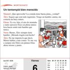 Eine spanische Gesprächsstelle über Essen unter dem Titel "Un tentempié bien merecido", mit Datum Freitag, 6. August.