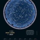 22. Woche MAI–JUNI 2027. Sternenhimmel-Karte mit Sternbildern und Planeten. Mondphasen vom 31.5. bis 6.6.
