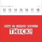 Kalendereintrag Juli, 12. bis 18., Montag bis Sonntag. Roter Bereich: "NOW IT COMES REALLY THICK!" in weißer Schrift.
