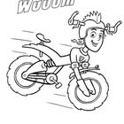 "WUUUM. Moin, Leute, ich bin Trip. Ihr könnt auch einfach Mr Cool oder Speedy zu mir sagen, ha ha! Illustration: Junge auf Motorrad."