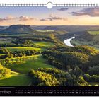 "September." "Blick auf den Lilienstein – ein Wahrzeichen des Elbsandsteingebirges." Kalender mit Landschaftsansicht.