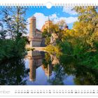 "September", "Bautzen - die 'Stadt der Türme'", Kalenderblatt zeigt Burg mit Türmen und Bäumen, spiegelt sich im Wasser.