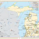 3.2.15. Michigan (MI). Karte mit Whisky Destillerien und deren Status in Michigan und umliegenden Bundesstaaten.