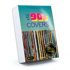Text: "THE ART OF 90s COVERS" und "WORLD'S FIRST VINYL CALENDAR". Darstellung von Schallplatten in einem Regal.