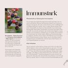 „Immunkraft zur Stärkung des Immunsystems. Brombeeren – Rubus fruticosus.“  
Links: mehrere Brombeeren an einem Zweig.