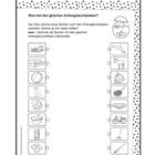 Text ganz oben: "sprachstark!"
Aufgabe: Dinge mit gleichem Anfangsbuchstaben verbinden. Illustrationen von Alltagsgegenständen und Tieren.