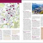 Karte von Berchtesgaden mit nummerierten Sehenswürdigkeiten, Texten über Luitpolddenkmal, Franziskanerkirche und mehr.