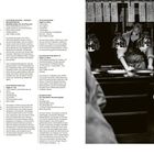 Grundrezepte: Algenbutter, Austern-Vinaigrette, Apfel-Rotwein-Kompott. Rechts: Person in Küche bei Lampen und Tellern.