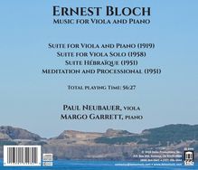 Ernest Bloch (1880-1959): Kammermusik für Viola, CD