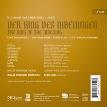 Der Text listet Rollen und Sänger des Werks "Der Ring des Nibelungen" von Richard Wagner, aufgeführt vom Dallas Symphony Orchestra.