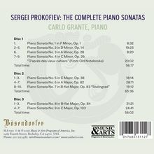 "Sergei Prokofiev: The Complete Piano Sonatas" von Carlo Grante. Drei Discs mit Sonaten und Zeitangaben. "Bösendorfer"-Schriftzug.