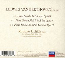 Ludwig van Beethoven: Piano Sonaten Nr. 30-32. Mitsuko Uchida, Live Suntory Hall, Tokyo, 2025. DECCA Logo.