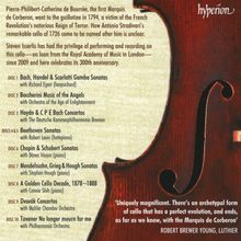 Texte beschreiben die Geschichte eines Stradivari-Cellos und listen Musikstücke von Bach bis Tavener auf.
