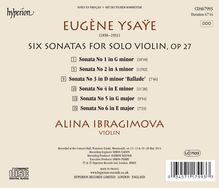 Eugene Ysaye (1858-1931): Sonaten für Violine solo op.27 Nr.1-6, CD