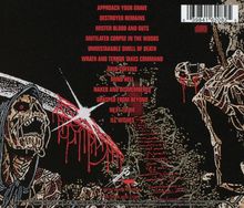 Trackliste: "Approach Your Grave", "Destroyed Remains", "Mister Blood and Guts". Illustration mit Skelett und Blut.