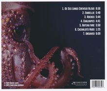 Liste von sieben Musiktiteln mit Zeiten; rechts neben einem Tintenfischabbild.