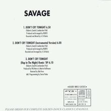 Savage (Italo Disco): Don't Cry Tonight, Maxi-CD