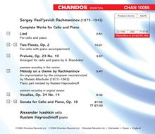 Sergej Rachmaninoff (1873-1943): Sämtliche Werke für Cello &amp; Klavier, CD