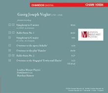 Georg Joseph Vogler (1749-1814): Symphonien G-Dur &amp; d-moll, CD