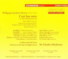 Wolfgang Amadeus Mozart (1756-1791): Cosi fan tutte (in engl.Spr.), 3 CDs