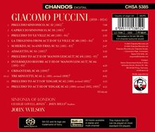 Der Text beschreibt Musiktitel von Giacomo Puccini mit Daten, die von der "Sinfonia of London" unter John Wilson interpretiert wurden.