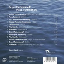 Sergei Rachmaninoff, Piano Transcriptions: Werke von Bach bis Liszt. Pianist: Marek Kozák. Wasserhintergrund. Logo der Czech Philharmonic Foundation.