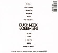 Texte: "GASOLINE, PRETTY FLOWERS, CAN I MEND IT?, RING OF FIRE, DEMON, GOD KNOWS WHY, BUCK MEEK, THE MIRROR, OUTTA BODY, DEJA VU, SOUL FEELING, WORDS, HEART IN THE MIRROR". Mittig ausgerichtet, minimalistischer Stil. Oben ein Barcode.