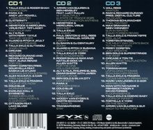 CD 1, CD 2, CD 3: Listen mit Titeln und Interpreten. Rechts unten sind mehrere Logos.