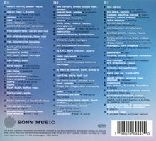 CD 1 bis 3: Auflistung von Künstlern, Titeln und Featuring-Interpreten. Unten links ein Logo von "SONY MUSIC".