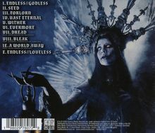 Trackliste: Endless//Godless, Seed, Forlorn, Vast Eternal, Wither, Evermore, Dread, Bleak, A World Away, Endless//Loveless.  
Illustration einer unheimlichen, düsteren Figur mit Krone.