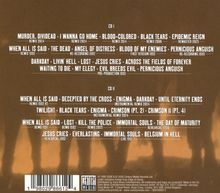 Trackliste mit Titeln und Remixen der CDs I und II. Enthält Songs wie "Murder, Dividead" und "When All Is Said". Unten Barcode.