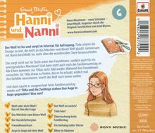 Titel: "Hanni und Nanni". Geschichte über Tilda, die nicht an den bösen Wolf glaubt. Illustration eines Mädchens mit Brille.