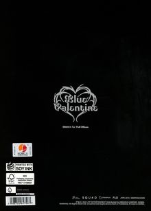 "Blue Valentine: MMXX 1st Full Album." Dunkles Design, gotische Schrift, verziert mit tribal-inspirierten Elementen.