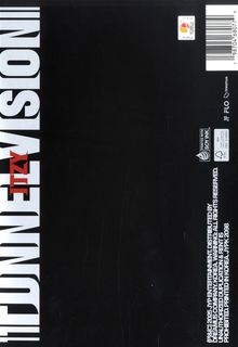 Großer weißer Text "VISION" vertikal platziert, mit rotem Akzent "ITZY". Schwarzer Hintergrund.