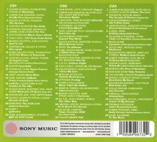 CD1: 22 Tracks, CD2: 22 Tracks, CD3: 22 Tracks. Künstlerinformationen und Tracktitel in kleinem Text. Logo von Sony Music unten links.