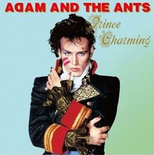 "ADAM AND THE ANTS" oben; "Prince Charming" rechts. Mann in bunter Kleidung und Gesichtsbemalung, schwarzes Haar.
