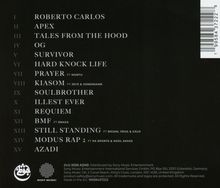 Ein Tracklist-Design mit 15 Titeln, z.B. "ROBERTO CARLOS", "APEX", "TALES FROM THE HOOD", sowie mehreren Künstler-Features.