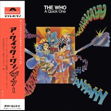 „The Who - A Quick One“ mit bunter Illustration von vier Figuren, Gitarren und geschwungenen Schriftzügen. Japanischer Text links.