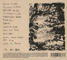 Eine Liste von Texten: "Good Times", "Second Chance", "Before You Go". Daneben eine monochrome Landschaftsillustration.