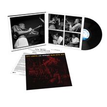 CITY LIGHTS LEE MORGAN BLUE NOTE 1575. Schallplatte und offene Hülle mit Schwarz-Weiß-Fotos von Musikern.