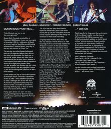 QUEEN ROCK MONTREAL + LIVE AID. Disc 1: 119 MINS APPROX. Dolby Atmos Audio. In Bildern: Bandmitglieder beim Auftritt.