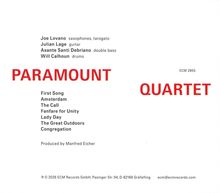 "PARAMOUNT QUARTET" rot, Musiker und Instrumente, Titelliste: z.B. "First Song", produziert von Manfred Eicher.