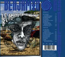 "LE DISQUE BLEU" von Benjamin Biolay; Trackliste: "Le penseur", "15 octobre", "Adieu Paris". Gesichtskunstwerk, Strandkulisse.