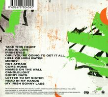 Titel: "Take This Heart", "Kids In Love", "Irish Eyes", "Girl You're Going To Get It All", "Hell Or High Water", u.a.  
Hintergrund: Grüne und orangefarbene abstrakte Muster.