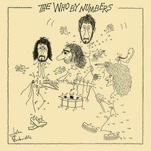 "THE WHO BY NUMBERS" in handschriftlich wirkendem Stil. Illustration mit nummerierten Punkten, bildet Musiker aus Linien.