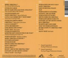 Es handelt sich um die Titelliste eines Doppel-CD-Albums mit Weihnachtsliedern. Links CD1, rechts CD2. Unten Logos.